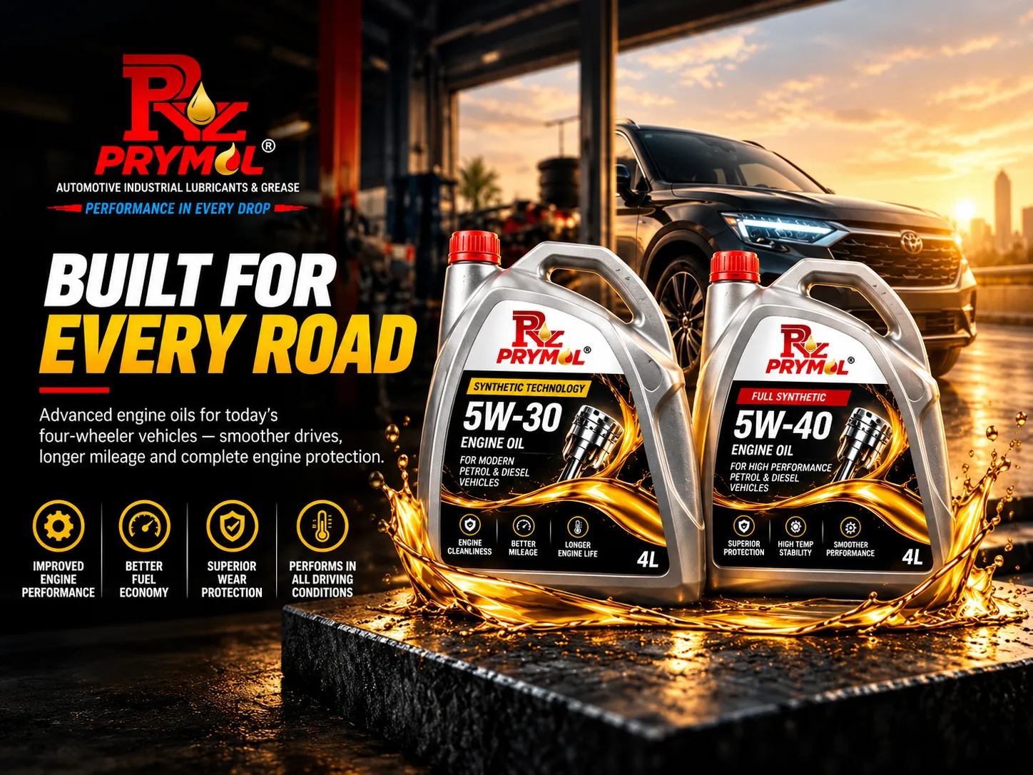 Prymol four-wheeler engine oil being poured